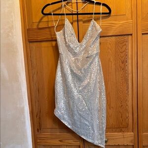 Sexy Silver Sequin Dress
